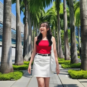 Visualprompt.org realistic ai girl wearing a white denim skirt. 02da93117a