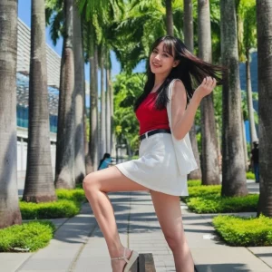Visualprompt.org realistic ai girl wearing a white denim skirt. 43f5ecf34e