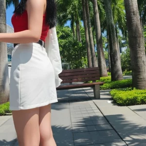 Visualprompt.org realistic ai girl wearing a white denim skirt. 7b93ab42d1