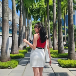 Visualprompt.org realistic ai girl wearing a white denim skirt. a88ecf578a