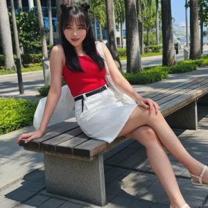 Visualprompt.org realistic ai girl wearing a white denim skirt. ffb2df6602