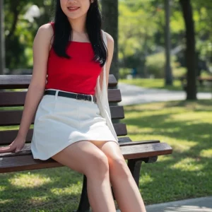 Visualprompt.org realistic ai girl wearing a white denim skirt. vkywmxnmfm
