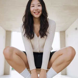 Visualprompt.org black flare skirt, knit top, and white socks snapshot 2208725101