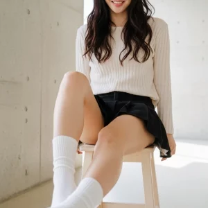 Visualprompt.org black flare skirt, knit top, and white socks snapshot 2afed1fcc7
