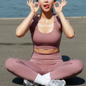 Visualprompt.org exercising at the han river wearing leggings. 2afd64de35