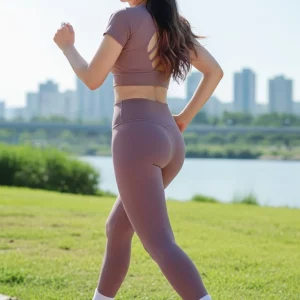 Visualprompt.org exercising at the han river wearing leggings. 5a35867561