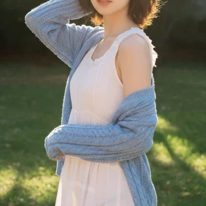 Visualprompt.org snapshot of a model in a chiffon one piece dress at a park 05d10da665