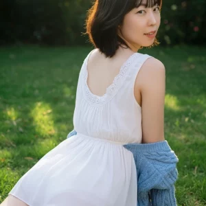 Visualprompt.org snapshot of a model in a chiffon one piece dress at a park 0a4647d7ad
