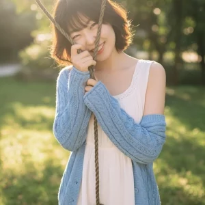 Visualprompt.org snapshot of a model in a chiffon one piece dress at a park 11e551b7f1