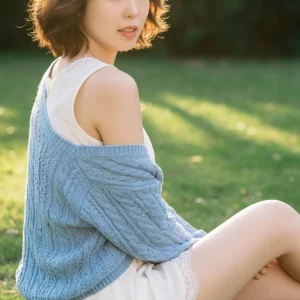 Visualprompt.org snapshot of a model in a chiffon one piece dress at a park 153ed82763