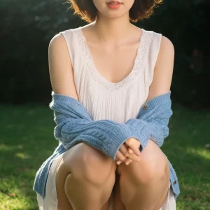 Visualprompt.org snapshot of a model in a chiffon one piece dress at a park 158dd68171