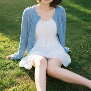 Visualprompt.org snapshot of a model in a chiffon one piece dress at a park 2110843b38