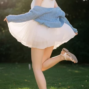 Visualprompt.org snapshot of a model in a chiffon one piece dress at a park 323f4f3fc9