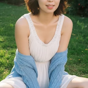 Visualprompt.org snapshot of a model in a chiffon one piece dress at a park 35c0c7be71