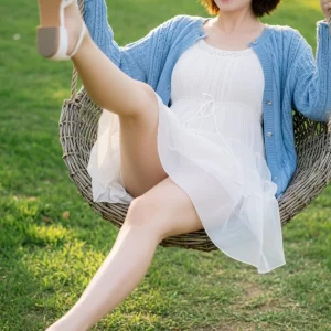 Visualprompt.org snapshot of a model in a chiffon one piece dress at a park 366e2161aa