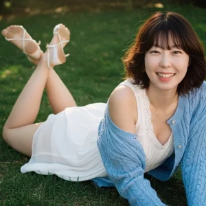 Visualprompt.org snapshot of a model in a chiffon one piece dress at a park 381f04e95d