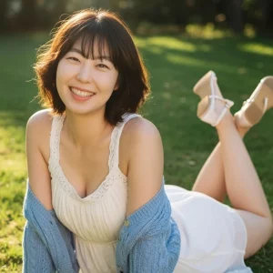 Visualprompt.org snapshot of a model in a chiffon one piece dress at a park 4007ae111f