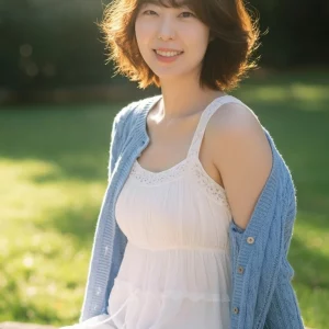 Visualprompt.org snapshot of a model in a chiffon one piece dress at a park 42fe5348b9