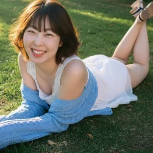 Visualprompt.org snapshot of a model in a chiffon one piece dress at a park 434f64a256