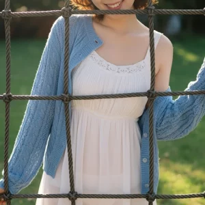 Visualprompt.org snapshot of a model in a chiffon one piece dress at a park 485a5a2e79