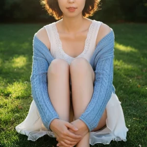 Visualprompt.org snapshot of a model in a chiffon one piece dress at a park 516deba338