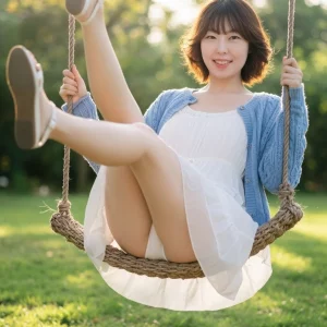 Visualprompt.org snapshot of a model in a chiffon one piece dress at a park 5946b9c2fe