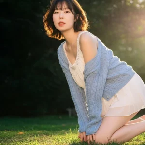 Visualprompt.org snapshot of a model in a chiffon one piece dress at a park 59b70d487c
