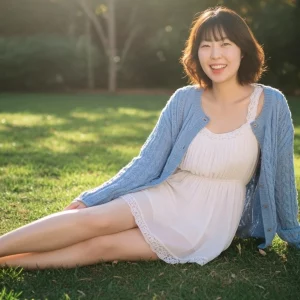 Visualprompt.org snapshot of a model in a chiffon one piece dress at a park 606c1eb86a