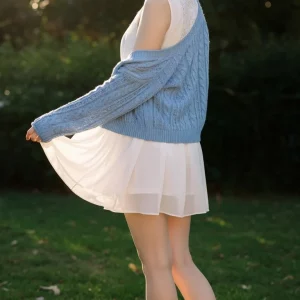 Visualprompt.org snapshot of a model in a chiffon one piece dress at a park 65edcb9740