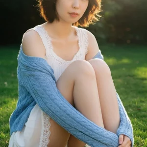 Visualprompt.org snapshot of a model in a chiffon one piece dress at a park 7b5d12d154