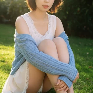 Visualprompt.org snapshot of a model in a chiffon one piece dress at a park 80c1ec7c59