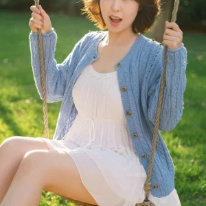 Visualprompt.org snapshot of a model in a chiffon one piece dress at a park 8961f4b03b