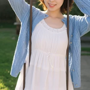Visualprompt.org snapshot of a model in a chiffon one piece dress at a park 97b5e82c61