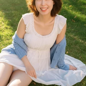 Visualprompt.org snapshot of a model in a chiffon one piece dress at a park 98fe2a7a37