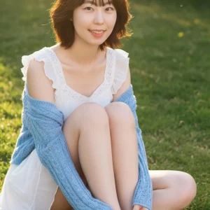 Visualprompt.org snapshot of a model in a chiffon one piece dress at a park a0da749402