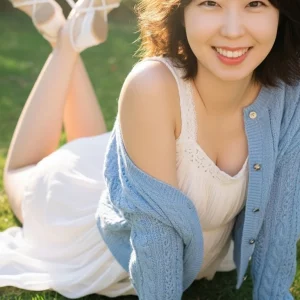 Visualprompt.org snapshot of a model in a chiffon one piece dress at a park a6e7107bae