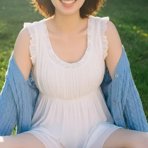 Visualprompt.org snapshot of a model in a chiffon one piece dress at a park a83c3140e4