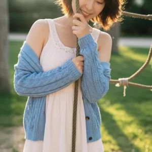 Visualprompt.org snapshot of a model in a chiffon one piece dress at a park b439948901