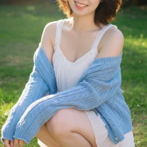 Visualprompt.org snapshot of a model in a chiffon one piece dress at a park b68c6d26fa