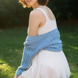 Visualprompt.org snapshot of a model in a chiffon one piece dress at a park c5fef31e36