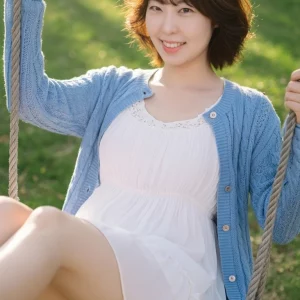 Visualprompt.org snapshot of a model in a chiffon one piece dress at a park ecb90486f0