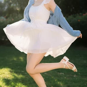 Visualprompt.org snapshot of a model in a chiffon one piece dress at a park f3dcbc2f6d