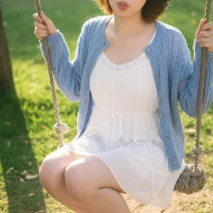 Visualprompt.org snapshot of a model in a chiffon one piece dress at a park f9a8c3195d