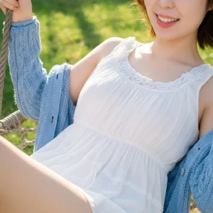 Visualprompt.org snapshot of a model in a chiffon one piece dress at a park fe47b9e7cd
