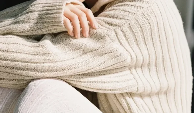 Visualprompt.org woman oversized sweater tights chiffon curtains studio 6