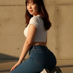 Visualprompt.org woman who looks good in a white t shirt and jeans 10ca7b0c8e
