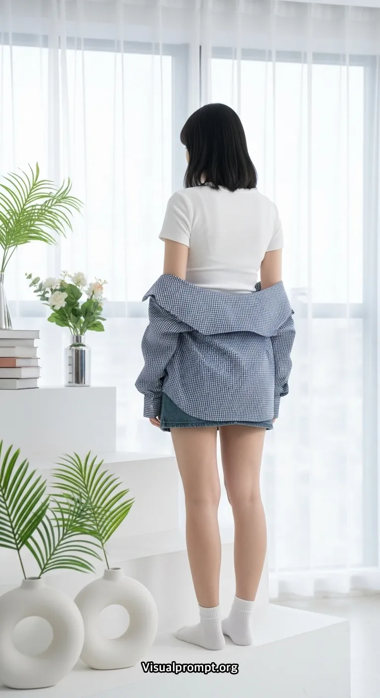 Visualprompt.org white tshirt denim skirt studio snap 7