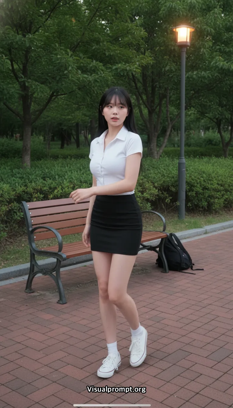 Uniform evening park bench snap shoot 10