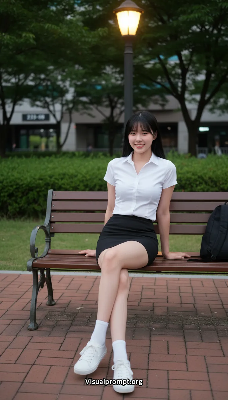 Uniform evening park bench snap shoot 19