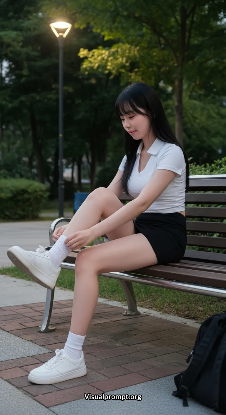 Uniform evening park bench snap shoot 27